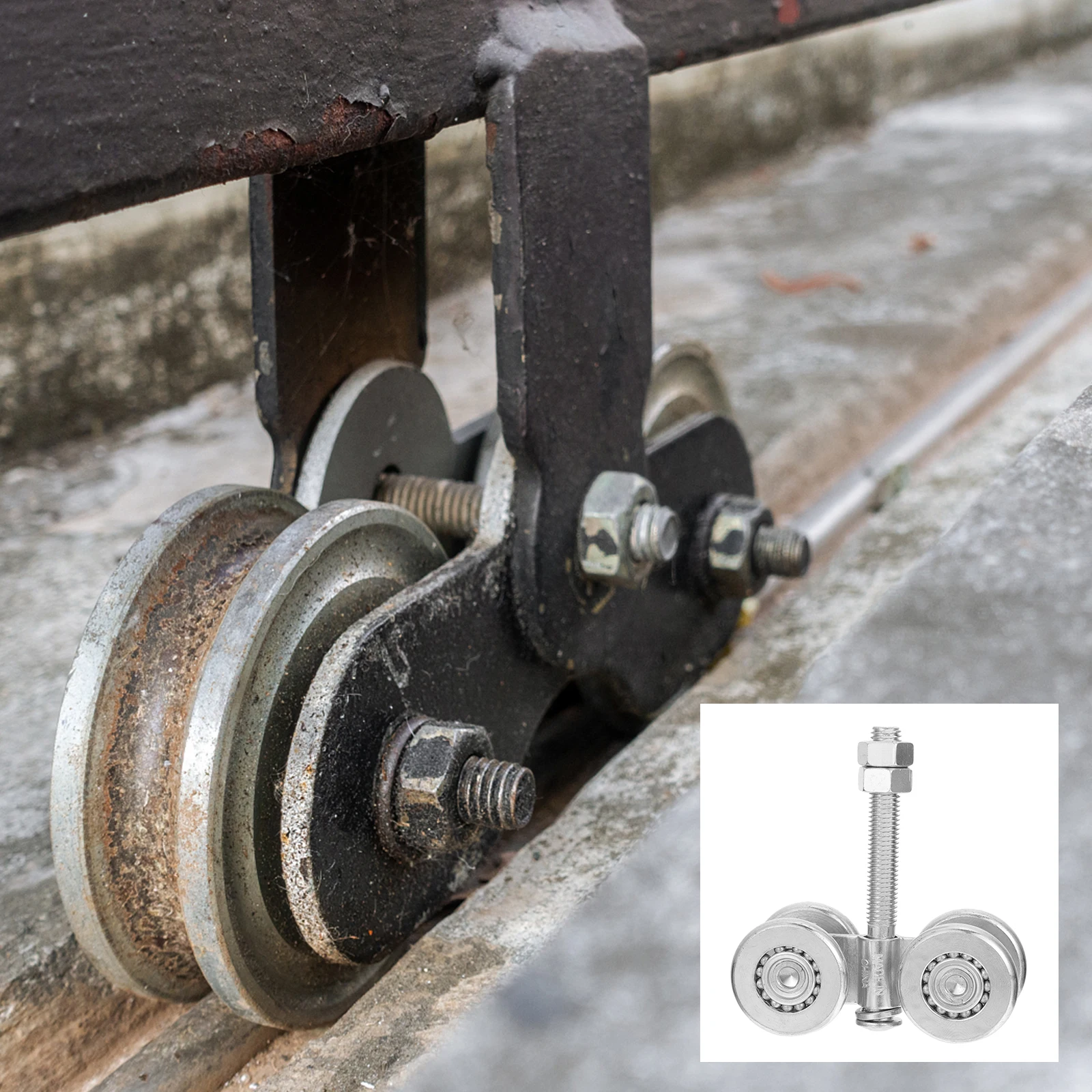 

1 set Sturdy Steel Track Roller Heavy Duty Barn Door Wheel Gate Rollers for Patio Screen Doors Durable Smooth Rolling
