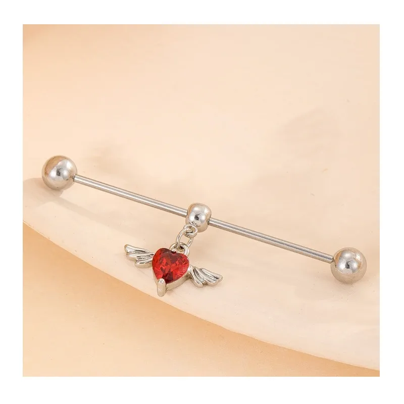 

Серьги-пирсинг в стиле хип-хоп с красным сердечком, универсальные, для ушей, в стиле интернет-знаменитостей