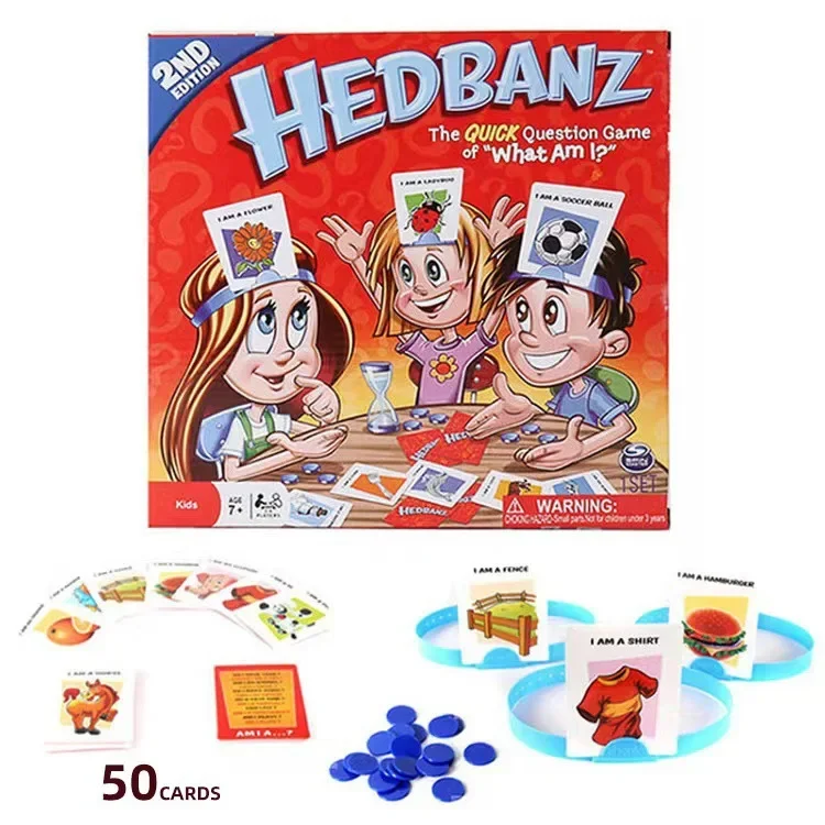Игра «Угадай кто» Hedbanz, полная английская версия, семейная забавная вечеринка, настольная карточная игра для взаимодействия родителей и детей, помолвки