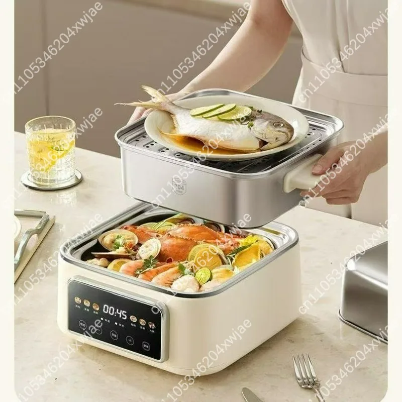 Stainless Steel Household Electric Steamer, Multi-Function Small Breakfast Machine for Cooking Steaming and Stew