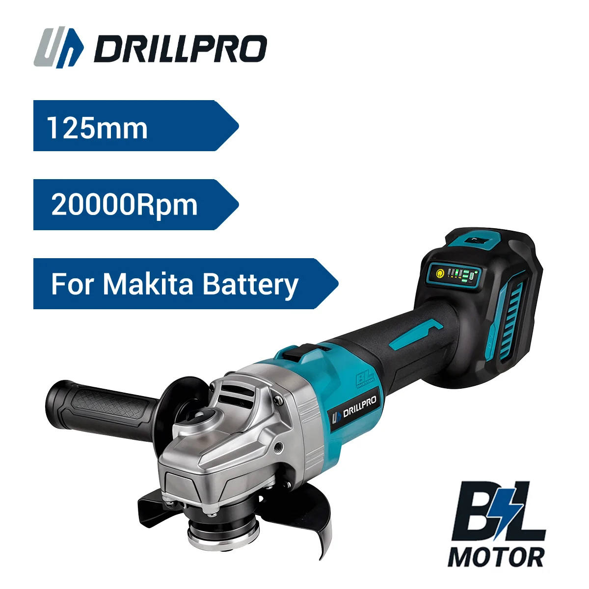 

Drillpro 2000W Angle Grinder 125mm 20000RPM Brushless Motor 18V for Makita Battery High Speed Polishing Cutting Machine