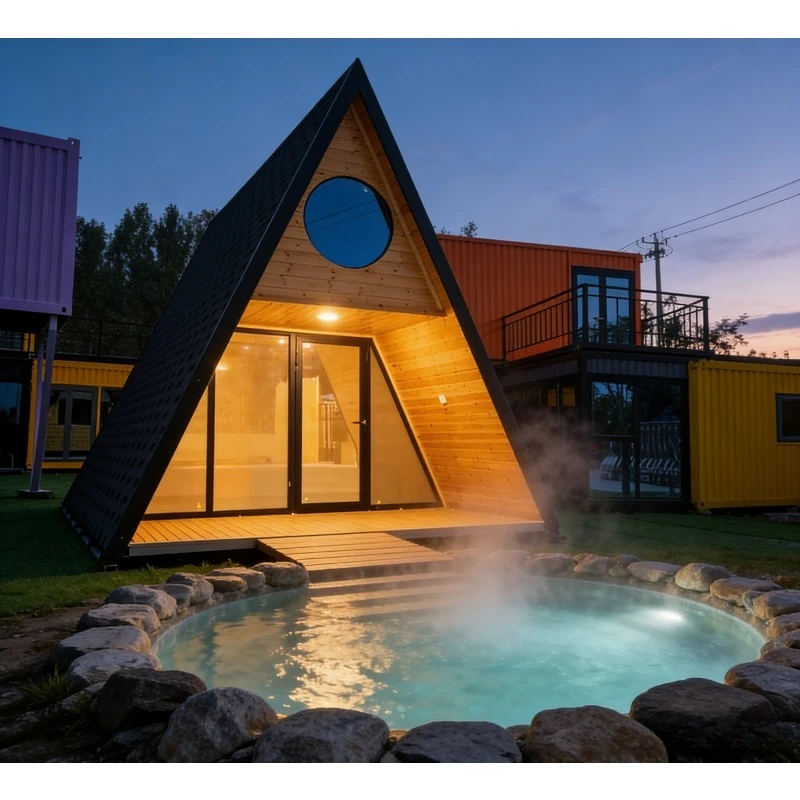 A Frame Cabin Prefabricated Triangular Wooden House 2 Bedroom Tree House Outdoor Living
