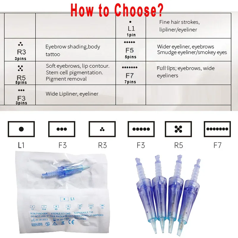 100/50/10Pcs Dr.Pen Tattoo Bayonet Cartridge Needles Replacement For Dr pen N2/M7/M5/E30/A6/A1/A10 Micro Needle 1 3 5 7 Pins PMU