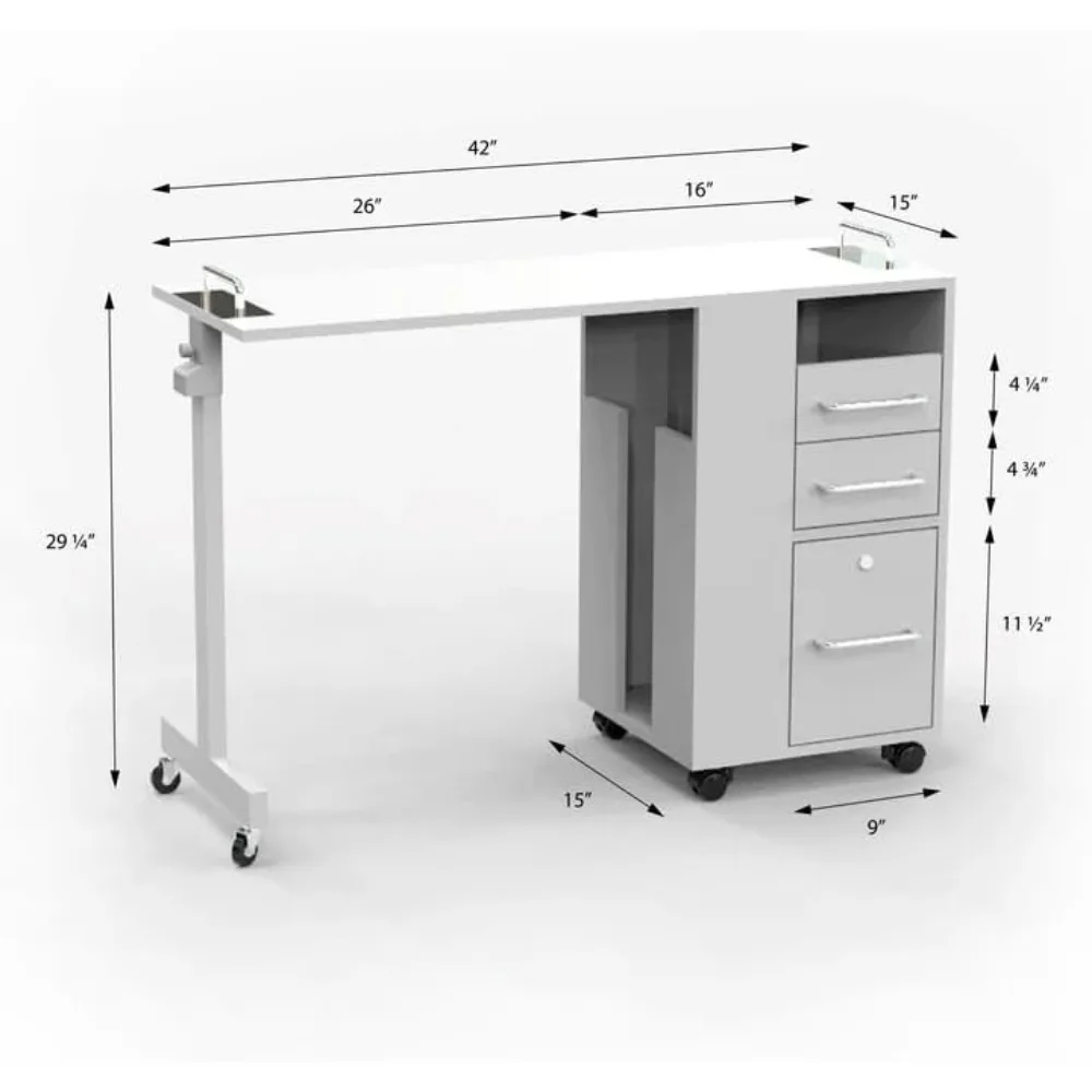 Table de manucure polyvalente, bureau à ongles, station pliable, longueur réglable, armoire de rangement, poste de travail, salon de beauté, spa, studio à domicile