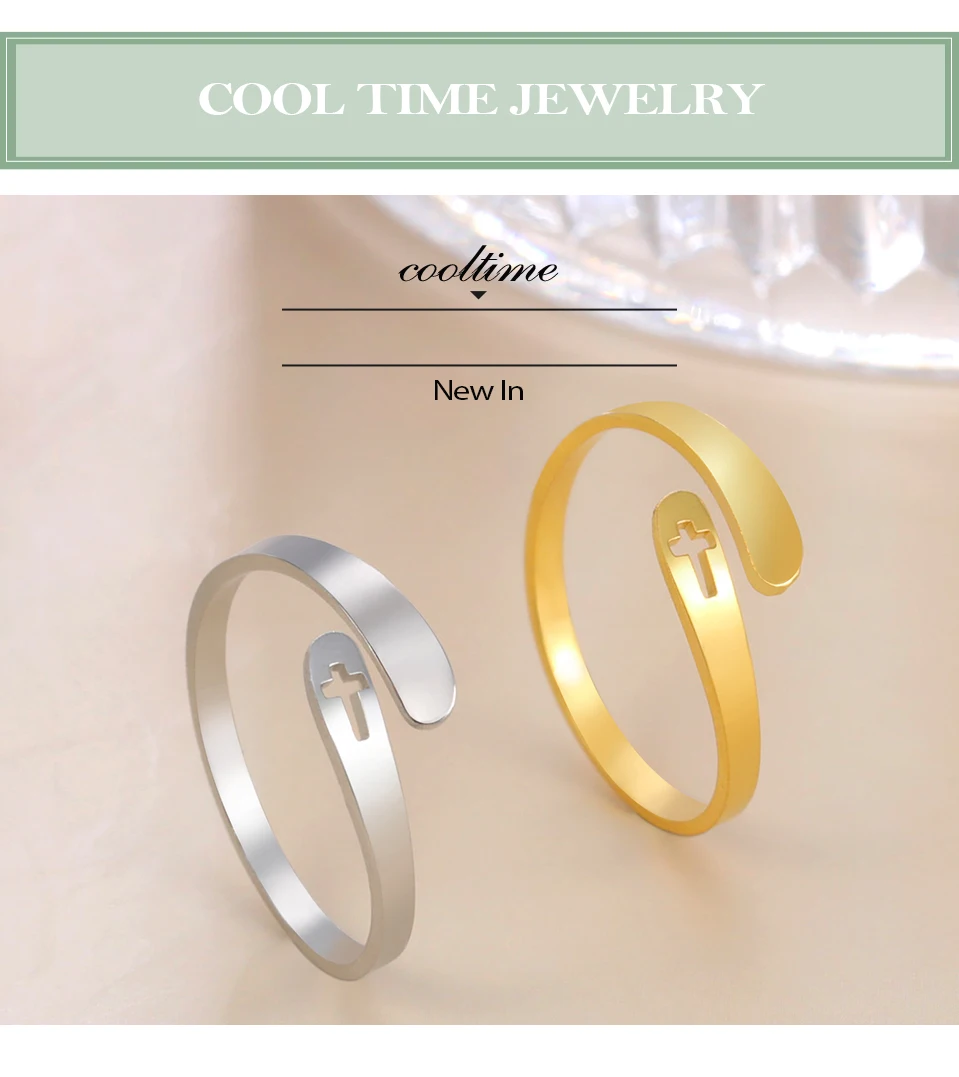 COOLTIME Kreuz-Edelstahlringe für Frauen, verstellbare Größe, Ring, Schmuck, Verlobung, Jahrestag, Geschenk, 2026, Neu – Detail 1