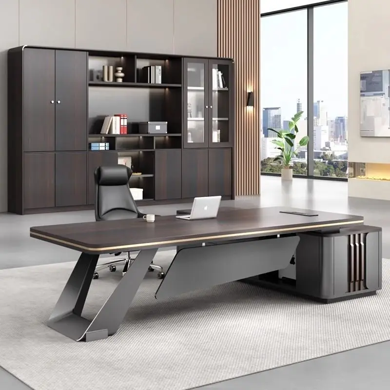 

High-end light luxury boss table, office table and chair combination, leadership manager's room, furniture, president's table
