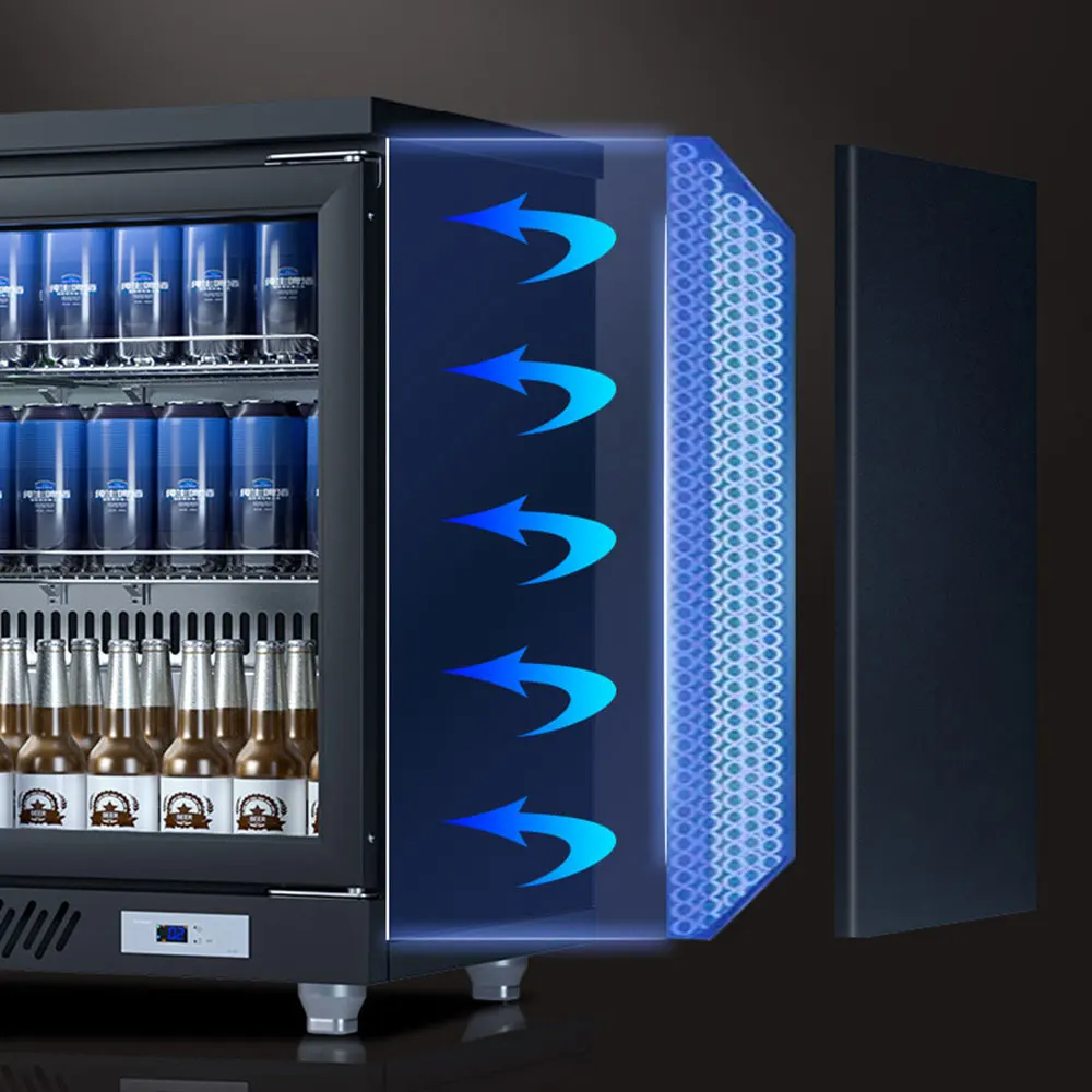 Réfrigérateur de bar à porte unique, vitrine de bière, réfrigérateur intégré, vitrine de boissons refroidies à l'air, armoire indispensable