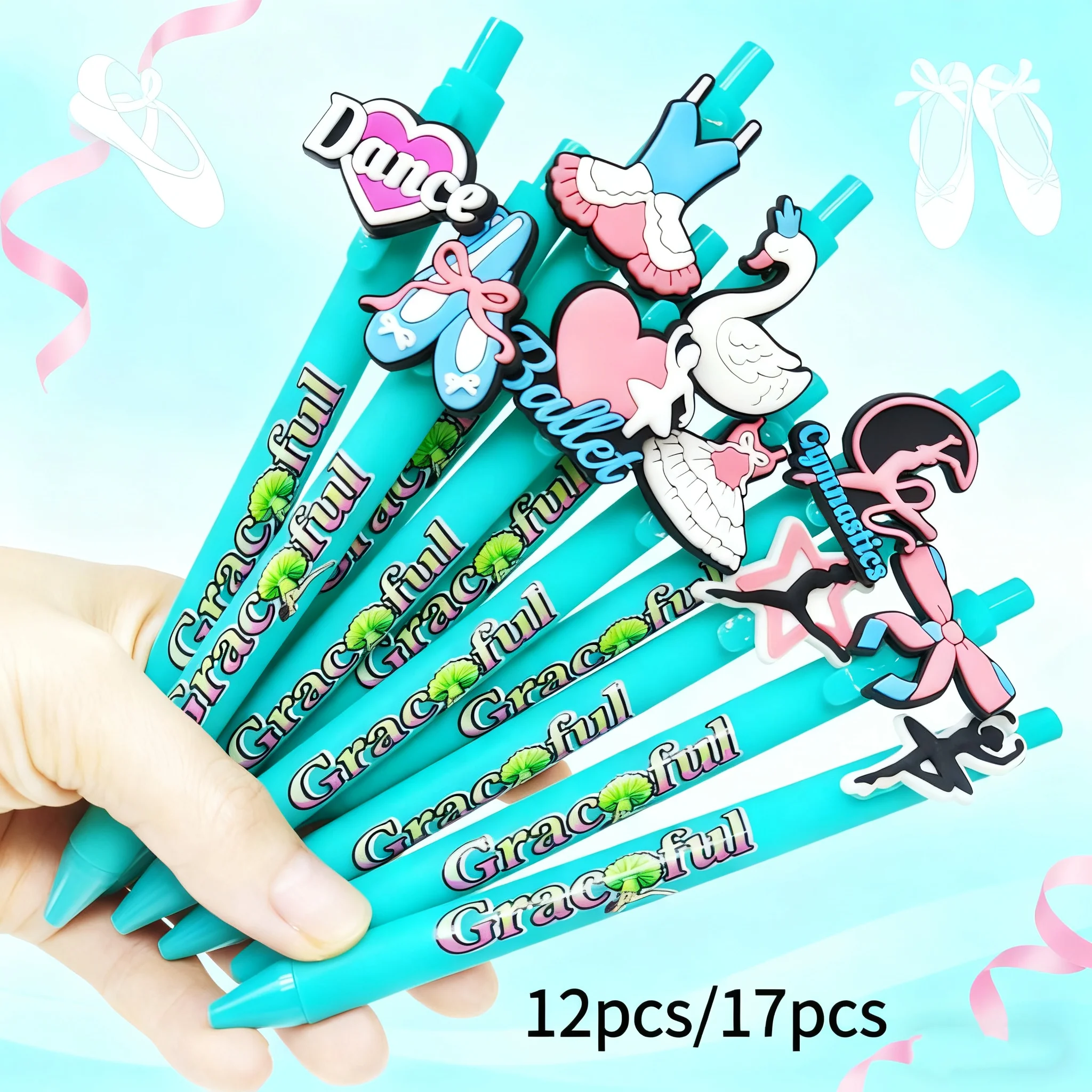 

12pcs/17pcs ballet-shaped patch printed pens, stationery, office gifts, gel pens