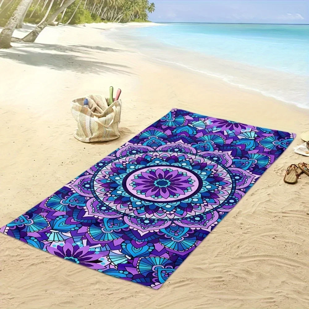 Asciugamano da spiaggia in microfibra con motivo Mandala - Morbido, assorbente, ad asciugatura rapida - perfetto per il nuoto, il campeggio e il bagno