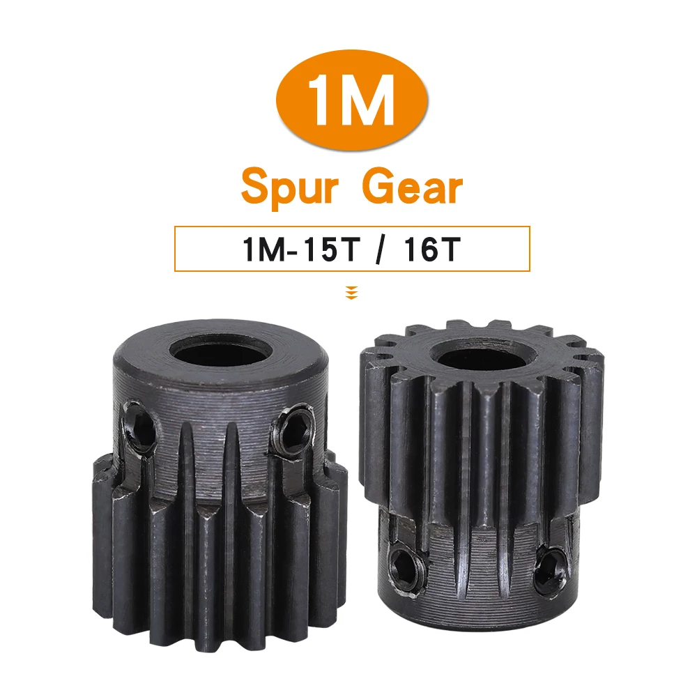 Module 1 Spur Gear 1M-15T/16T SC45#Carbon Steel Material Motor Gear Bore Size 4/5/6/6.35/7/8 mm Transmission Accessories
