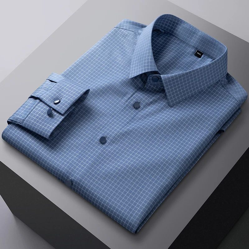 

new Bamboo fiber Classic Striped Shirt Men's Long Sleeve Shirt Easy-care Casual Business Long Sleeve Shirt for Men