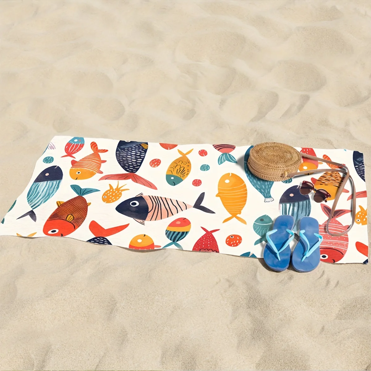 Colorful Fish Parade Beach Towel: Embrace the Vibrant Sea Life Design, Soft Comfort, and Fun Vibes for Your Sunny Days