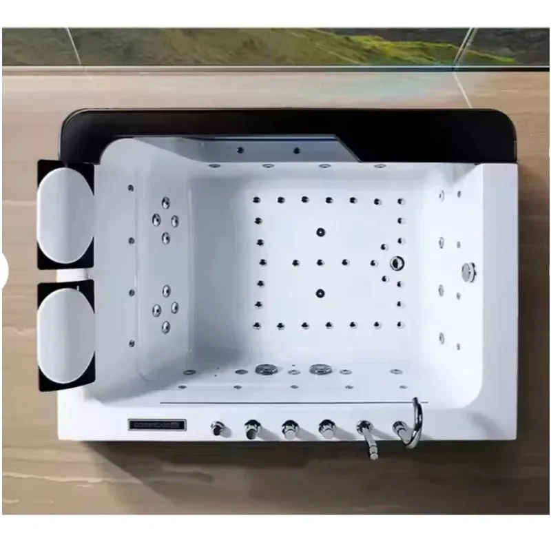 Jacuzzi Cuadrado Grande de Acrílico con Cascada y Control para Dos Personas