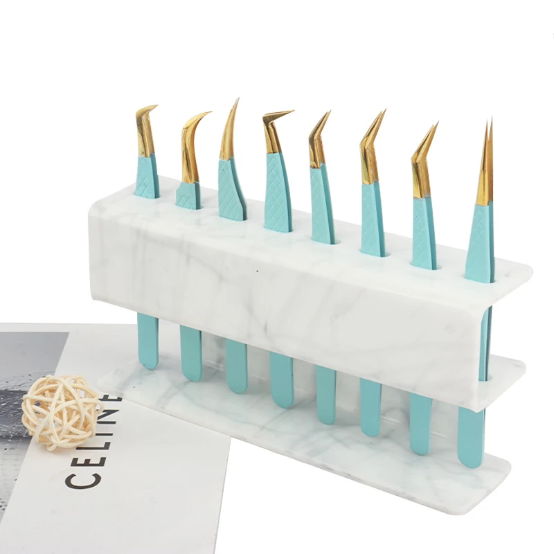 Support de présentation pour pinces à épiler à 8 trous, organisateur de pinces à extensions de cils, support pour outils de maquillage professionnels en acrylique pour salon de beauté
