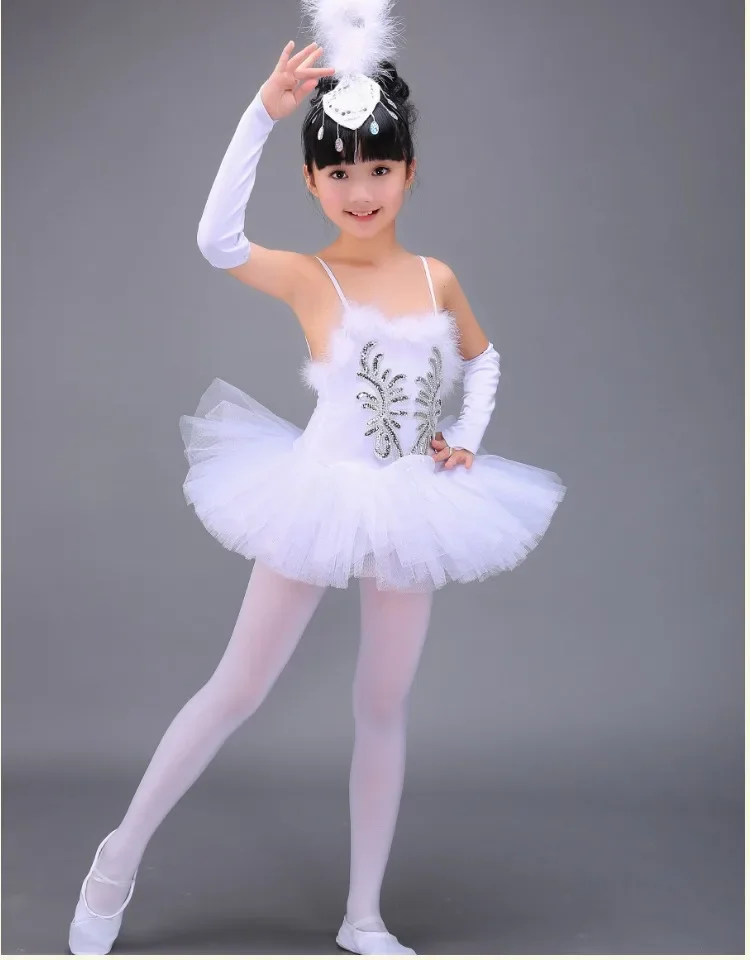 Gonna tutù da balletto bianco Abito da balletto Costume da lago dei cigni per bambini Abbigliamento per danza del ventre per bambini Stage professionale