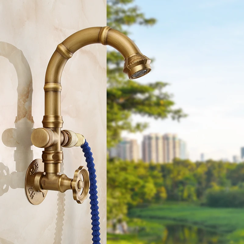 

All-copper retro outdoor faucet single cold courtyard garden wash basin antique thickened anti-freeze crack mop pool faucet