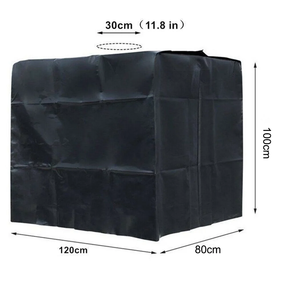 D2 Black 600L Water IBC Tank Protective Cover Tote Outdoor Waterproof Dustproof Cover Sunscreen Garden Yard Home Rain Container