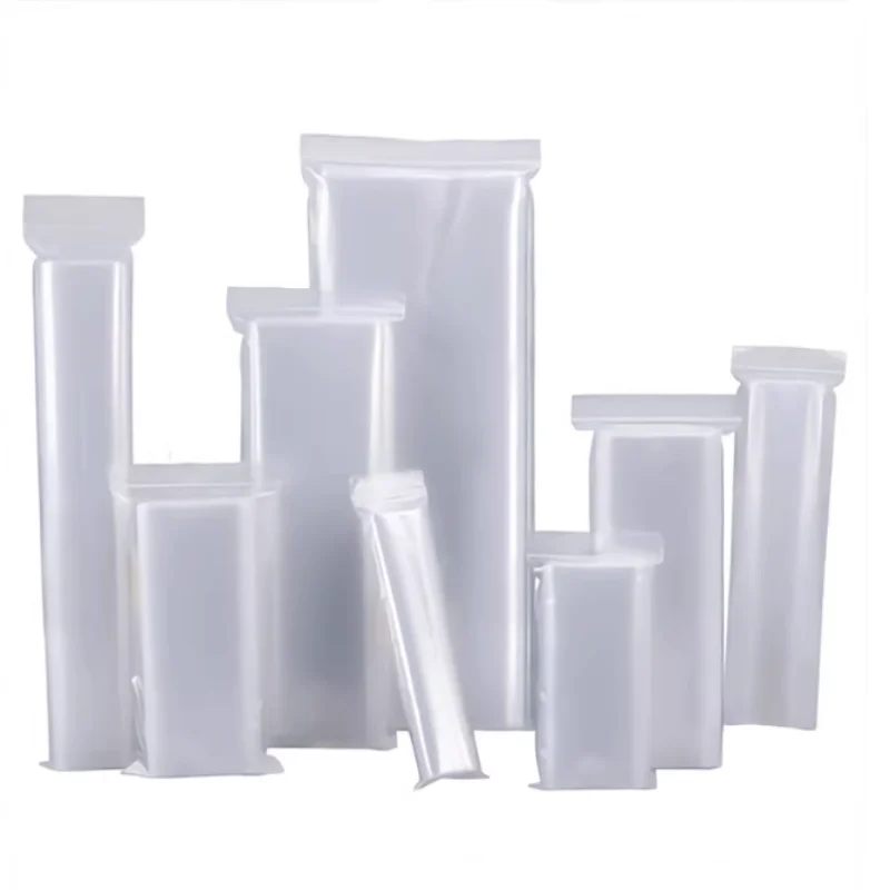 100Pcs/Bag Long Style PE Transparent Ziplock Bag Reusable Remote Control Cosmetic Packaging Ziplock Zip Zipped Lock Bags