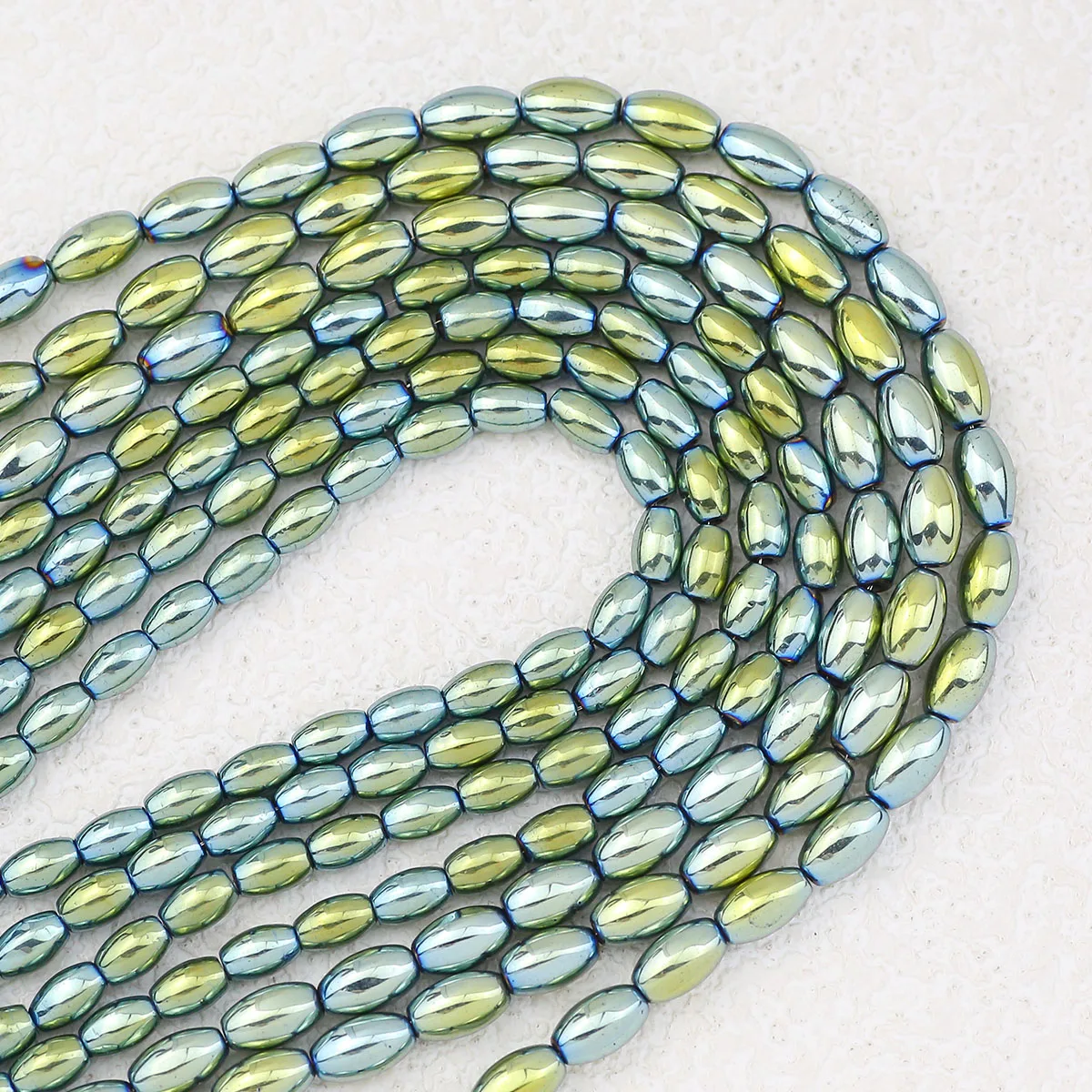 6/8mm Galvani Grün Oval Hämatit Reis Perlen Stein Lose Perlen Für Schmuck Machen DIY Armbänder Ohrringe Zubehör
