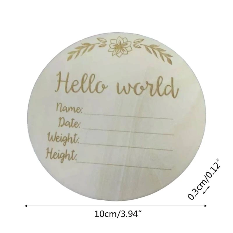J15U بطاقات شهرية خشبية مطبوعة، بطاقات إعلان ولادة الطفل على شكل قرص دائري #6
