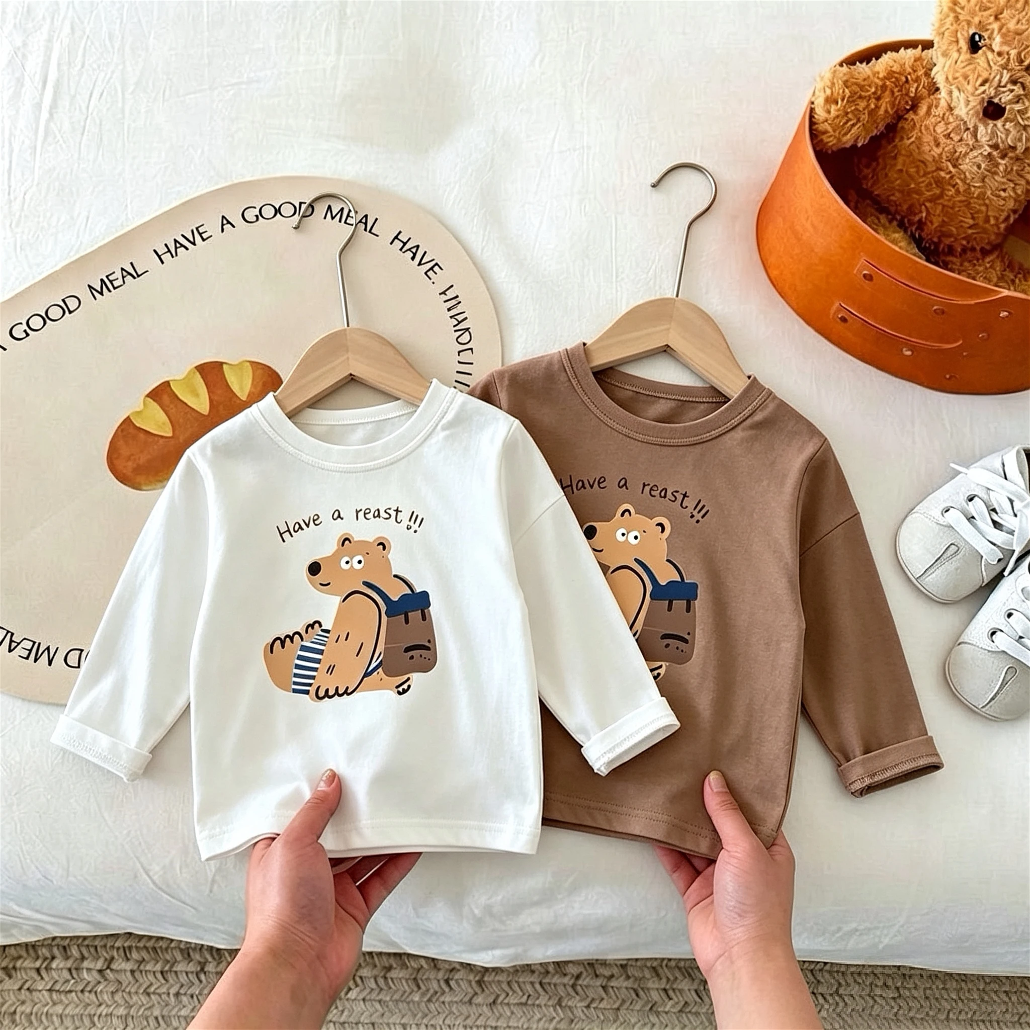Cartoon Printed Children Long Sleeve T-shirt Autumn New Kids Clothing Round Collar Loose Casual Bottoming Shirt Tops 1-7 Age