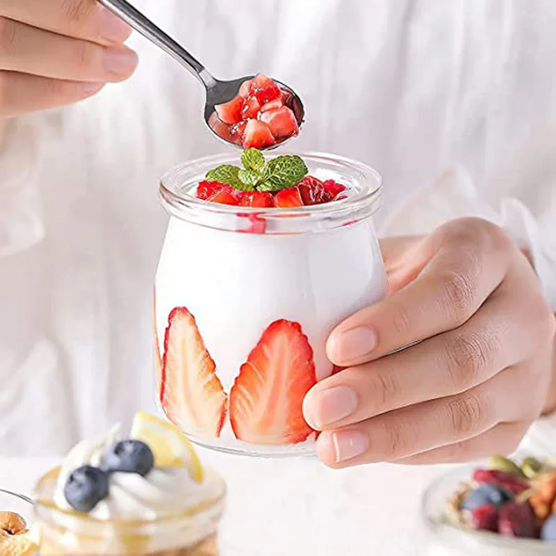 Pots de yaourt en verre portables de 100/200ML, avec couvercle en liège, pots de Pudding, conteneurs en verre avec étiquettes et cordes pour fête de famille, bricolage au miel
