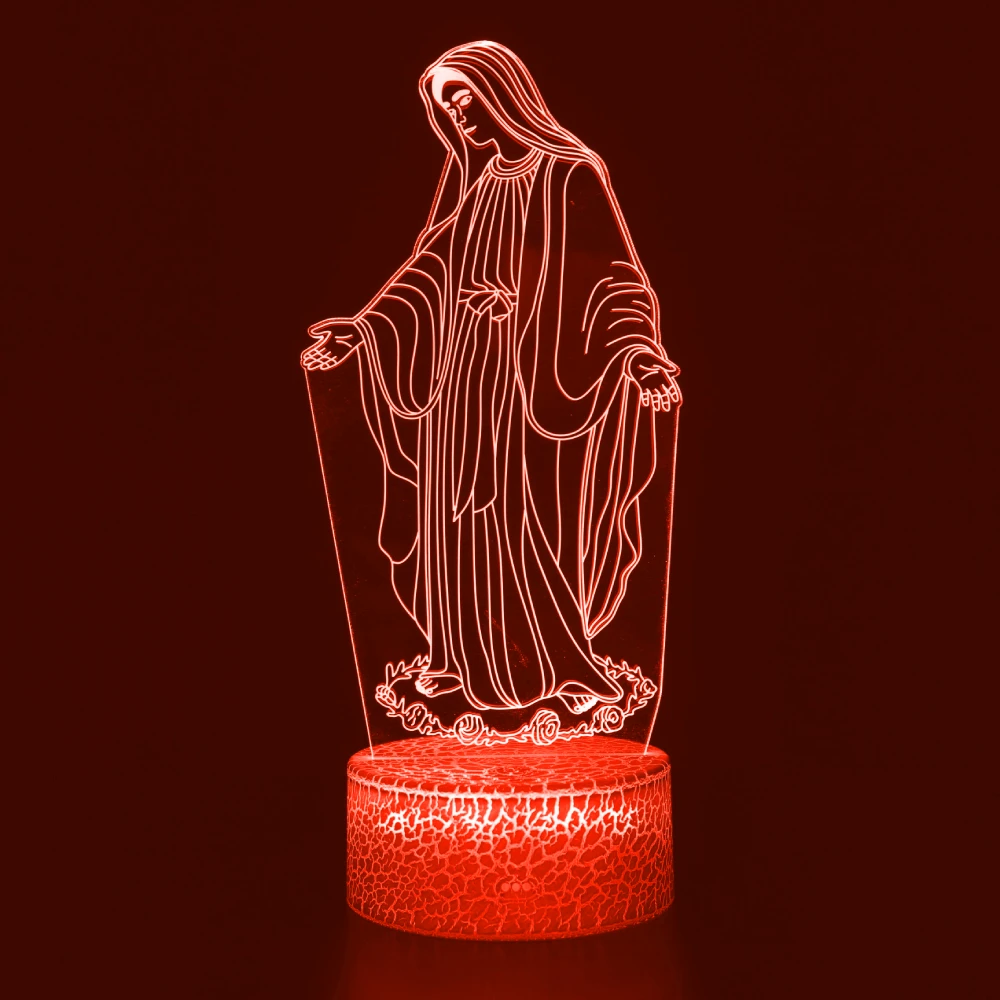 3D Night Light Jesus Illusion Lamp 7 Colors Changing LED Nightlight Christian Decorative Table Lamps Christian Prayer Lamp