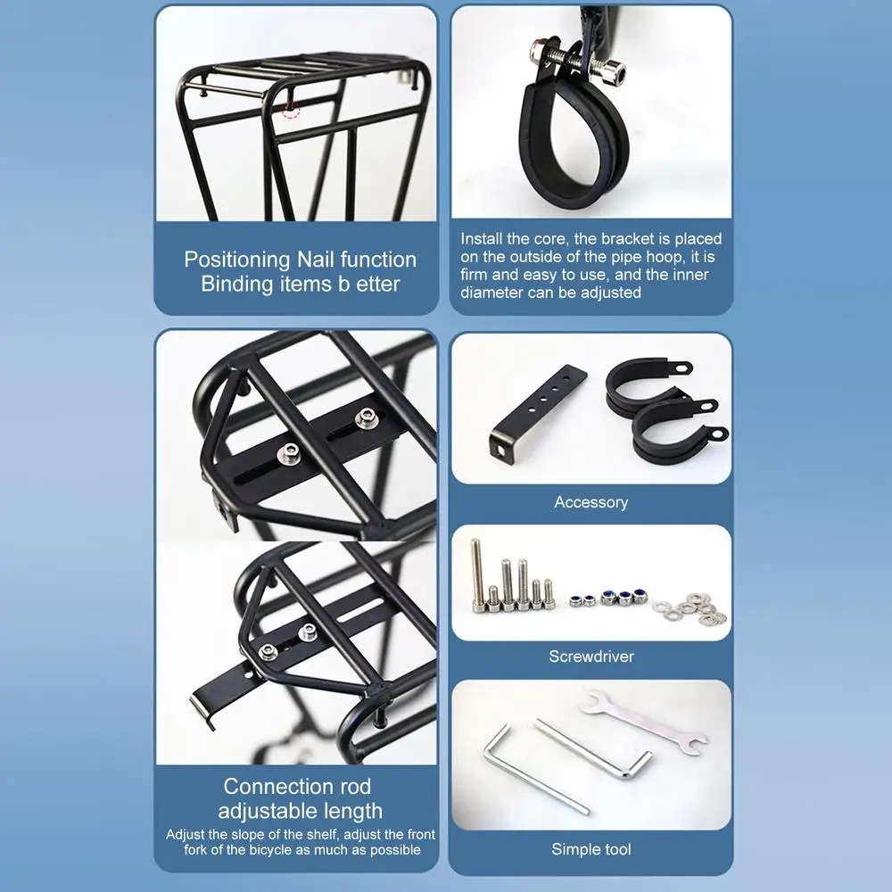 1 stücke Fahrrad Zyklus Front Rack Heavy Duty Stahl Radfahren Front Halterung Gepäck Regal Fracht Rack Mountainbike Front Rack – Detail 6