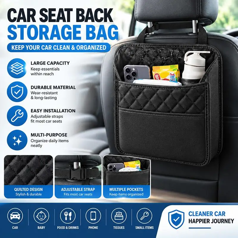 PU Leather Car  1Pcs Quilted Large Capacity Multi Pockets for Travel Accessories Storage