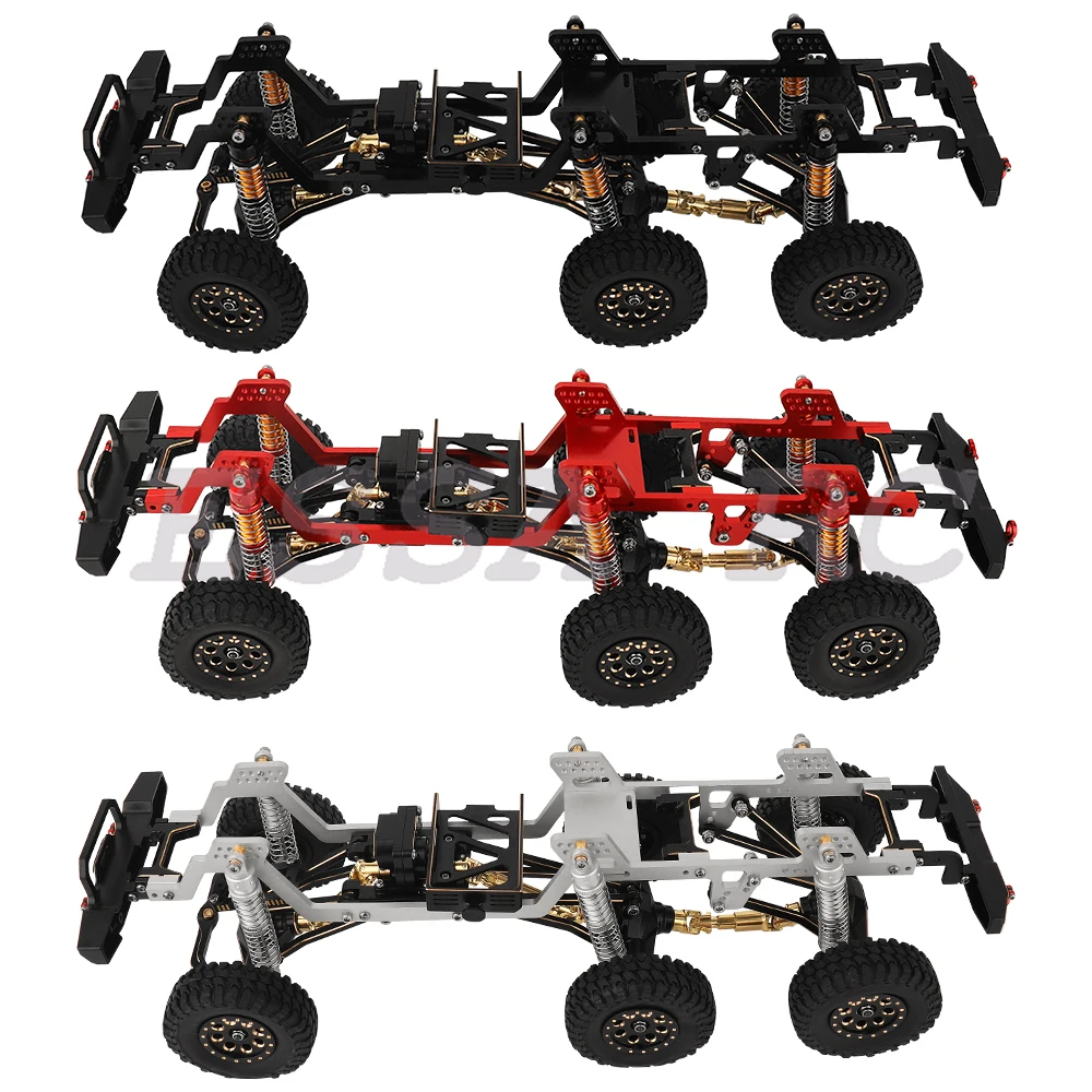 TRX4-M Mosiądz i metalowa rama podwozia samochodu RC 6x6 z przednimi środkowymi tylnymi osiami Skrzynia biegów DIY dla TRX4M 1/18 RC Crawler Części