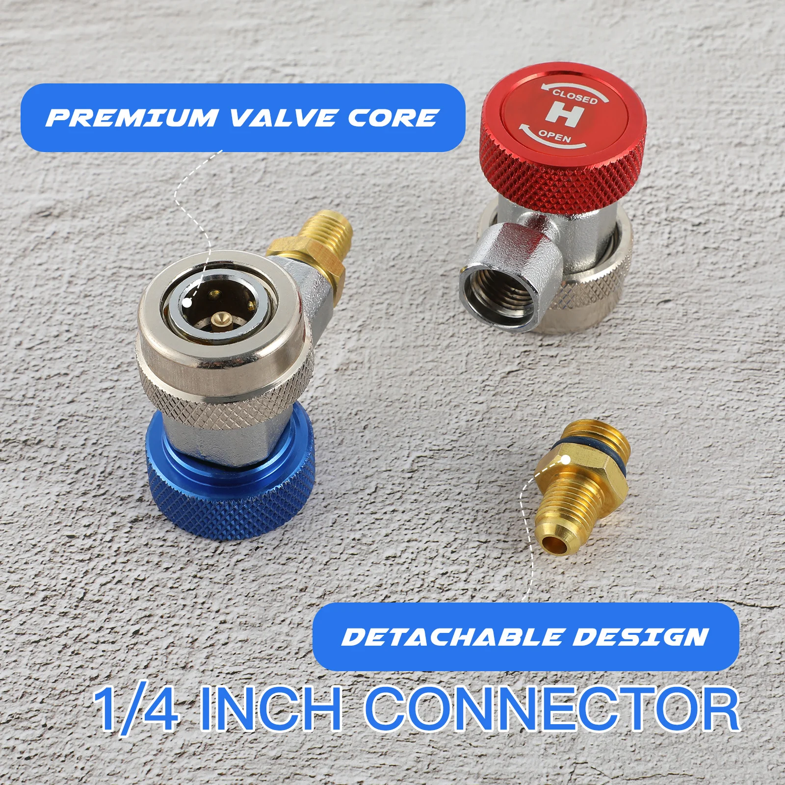 

Ac R134a Quick Coupler Adapter High Low Set Adjustable Durable Aluminum Bronze Hvac Manifold Gauge Connector R134a Coupler