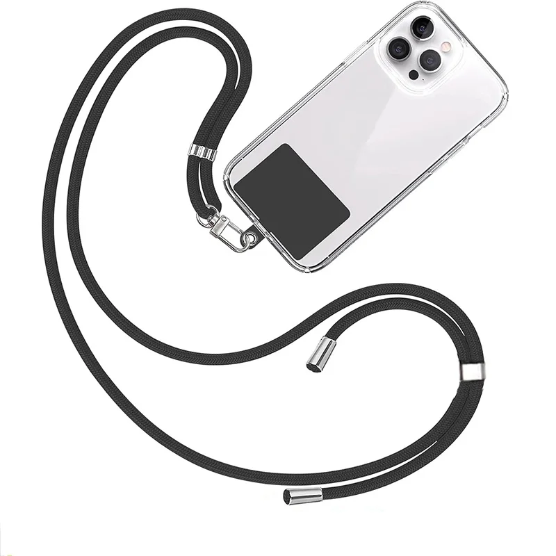 Cordon universel pour téléphone portable, cordon de téléphone avec sangle de cou en nylon, cordon de cou avec patch pour iPhone, Xiaomi, OPPO