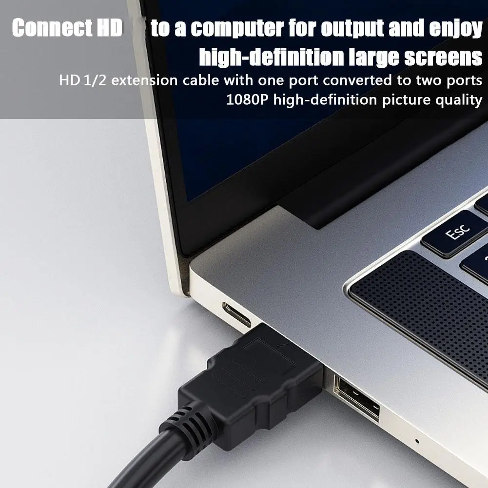 HDMI-compatible Splitter Adapter1 Male Input To 2 Screens Displayed Female Output 1080P Full HD Cable Converter For Monitor I7Q1