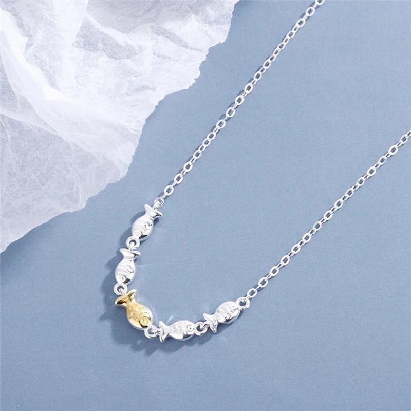 Sole Memory Fresh Cute Mini Goldfish 925 Sterling Silver Clavicle Chain Female Necklace NE622