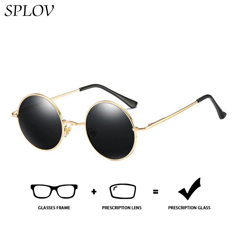 

SPLOV Small Round Frame Prescription Sunglasses for Men and Women Customized Polarized Myopia/hyperopia Prescription Glasses