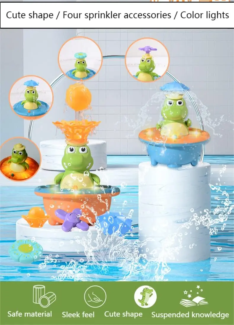 Crocodile Spray Water Toy with LED, Floating Wind Up , New Born Baby Bathtub Water fun Toys, Preschool Toddler gift,bathroom