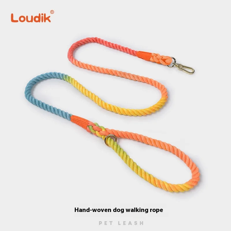 

Loudik Woven Colorful Cotton Rope Pet Leash Dog Collar Dog Walking Rope Medium and Large Dogs