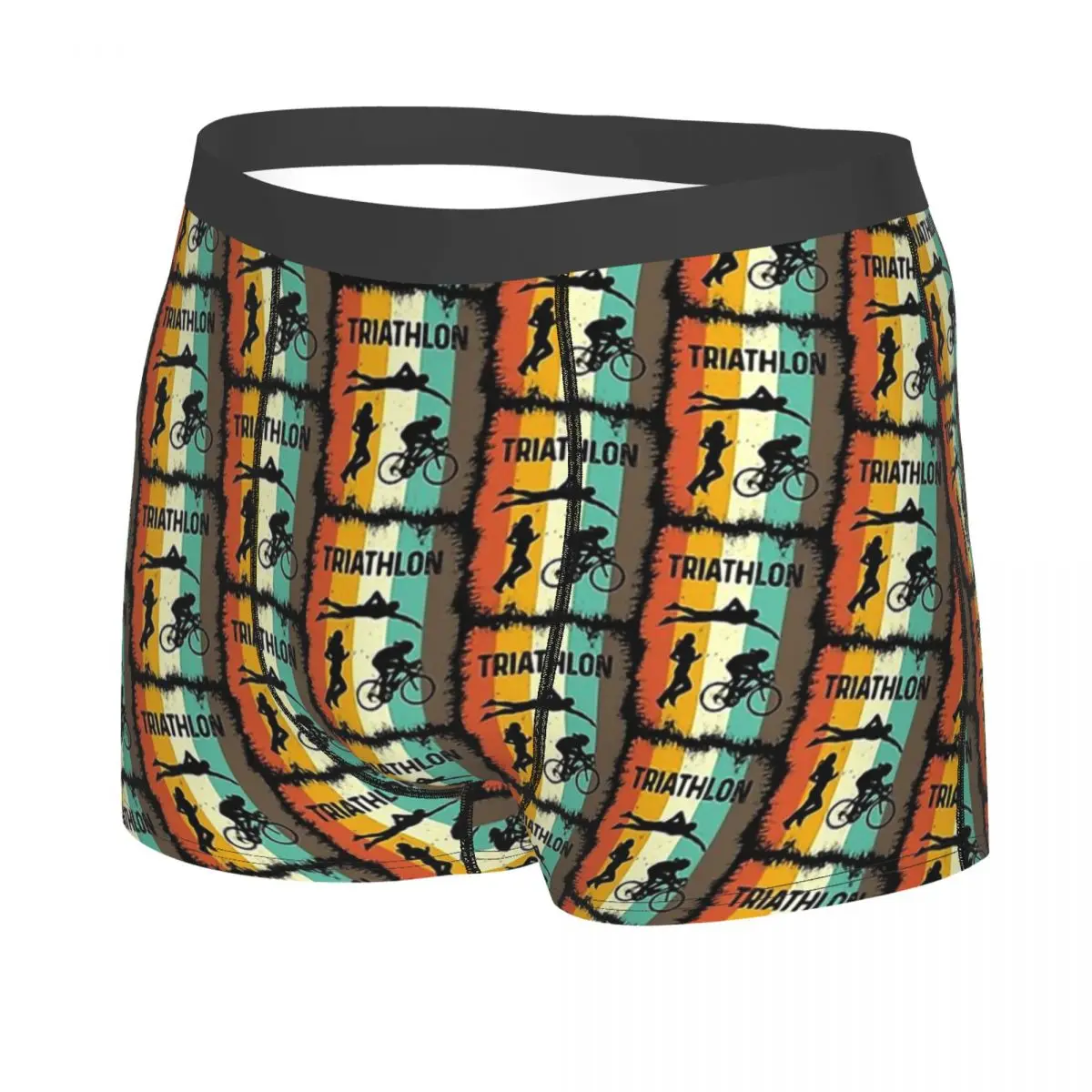 Vintage Retro Triathlon Man's Boxer Briefs Triathlon Highly Breathable Underpants Top Quality Print Shorts Birthday Gifts