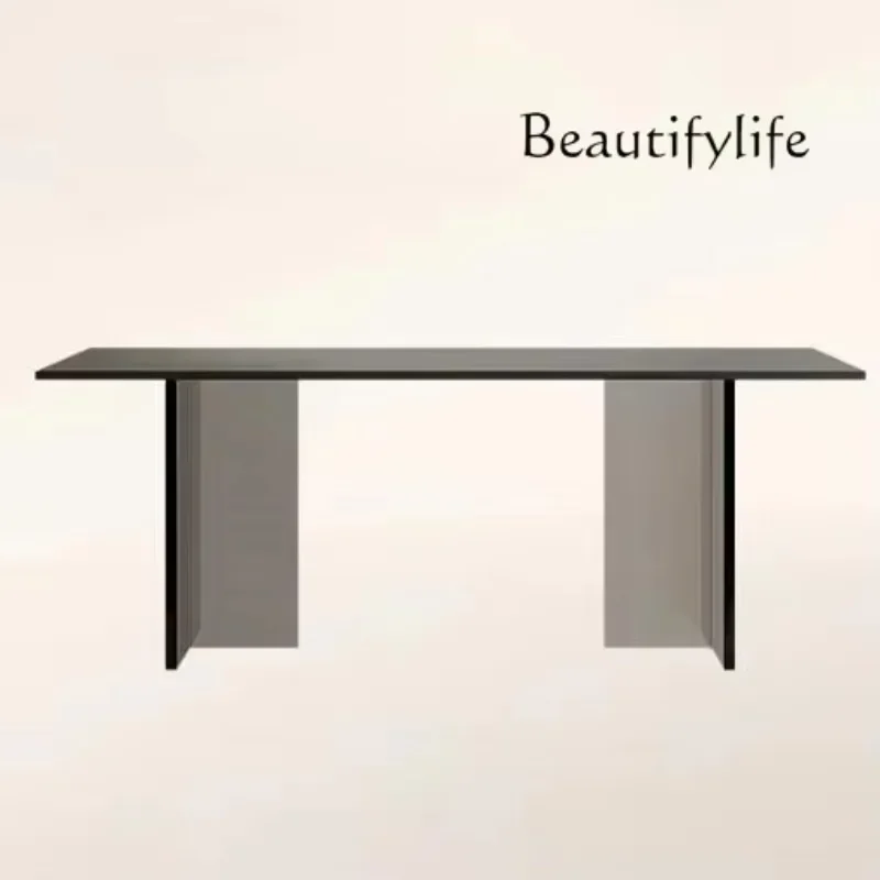 N Acrylic rock slab dining table pure black light luxury modern simple hanging rectangular floating table