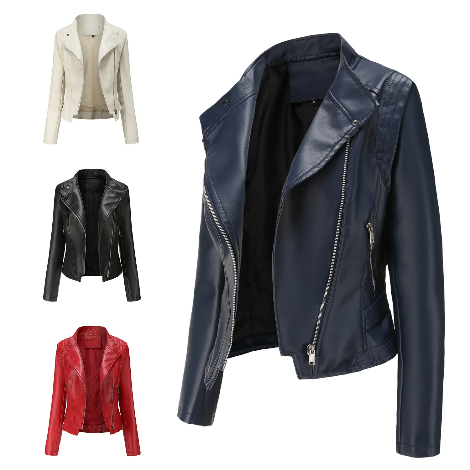 

Nice Pop Pu Lapel women's slim leather clothes women's spring and autumn thin long sleeve jacket short women's jacket
