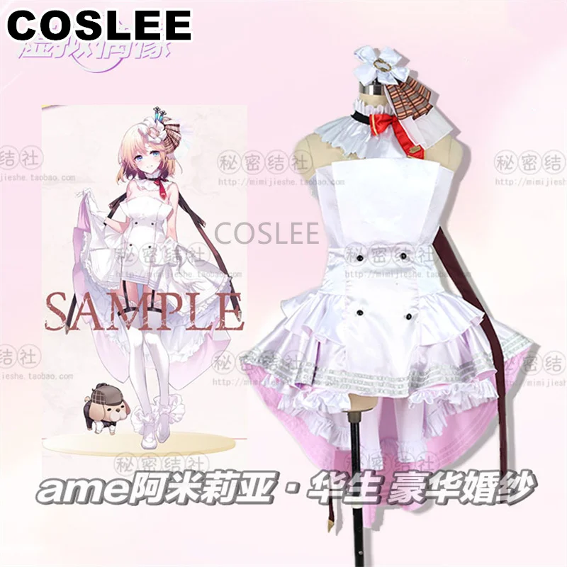 COSLEE Vtuber Hololive Watson Amelia Cosplay Costume Wedding Dress Role Play Halloween Carnival Outfit For Women XS-XXL New 2023