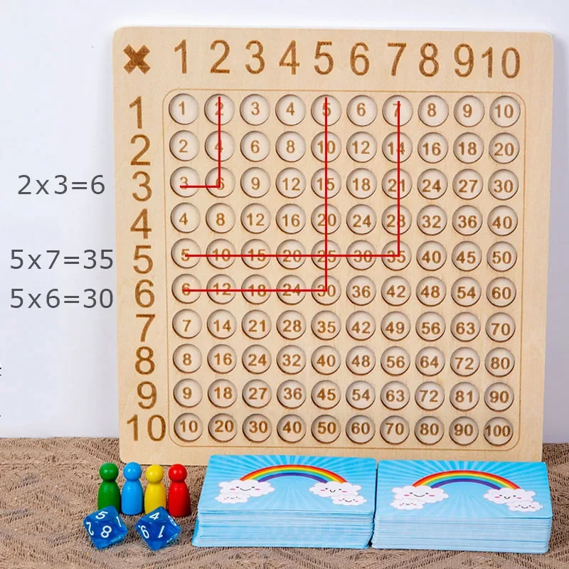 99 Multiplication Table Wooden Board Game Kids Montessori Math Learning Educational Toys Children Baby Arithmetic Teaching Aids