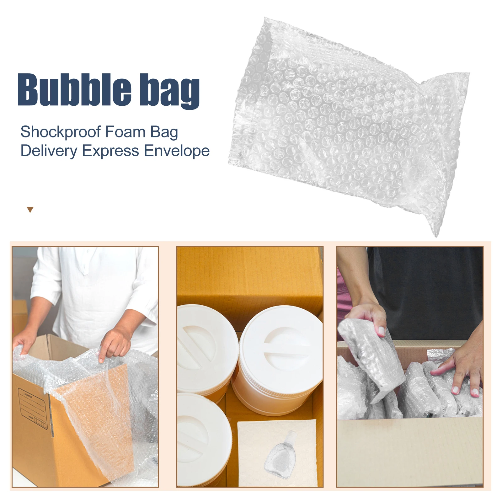 

100PCS Bubble Bags Clear Envelopes Self Seal Pouches Packaging Mailers Store Cushion Protection Storage Office Supplies