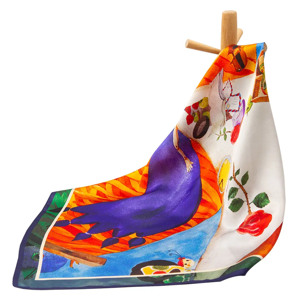 

53cm 100% Natural Silk Scarf Summer Scarves Woman Ladies Designer Bandana Square Fall Brand Luxury Wrap Gift for Children Puppet
