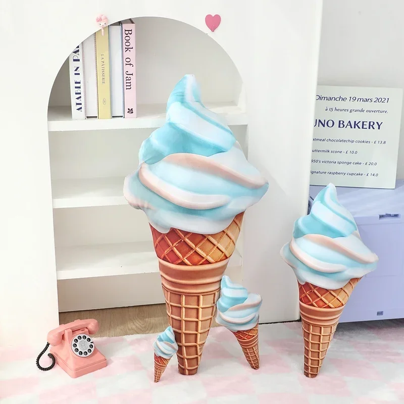 Helado de peluche de imitación, muñeco de helado, cojín relleno de felpa, decoración de sofá, ropa de cama, almohada de postre, regalos rellenos de comida