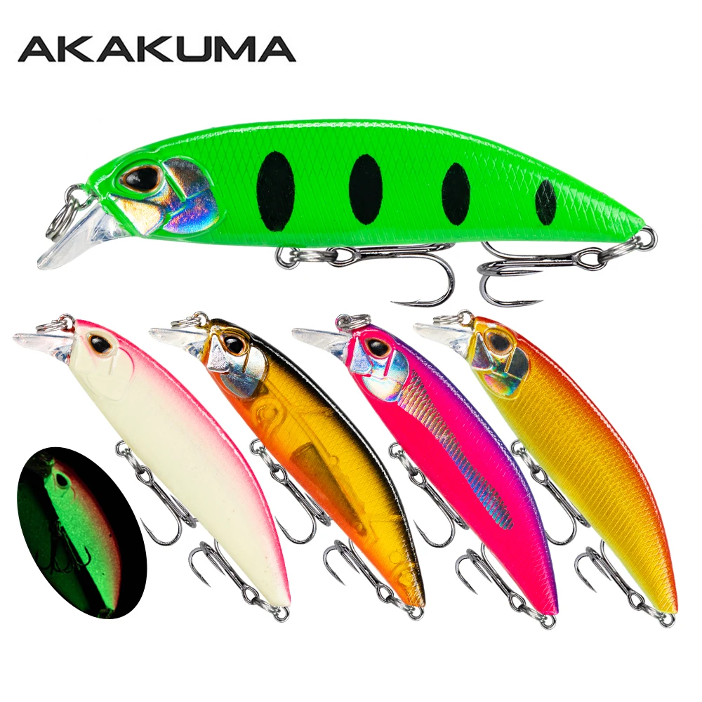 5 Stück Minnow-Köder 7,4g/7cm Langsam Sinkender Schwimmköder in 5 Farben mit 3D-Augen Crankbait Harter Köder für Forelle und Barsch