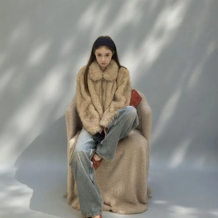 

Женское винтажное пальто из искусственного меха, летнее, с вырезами, на нескольких ремнях, модное, теплое, повседневное, элегантное, с завышенной талией, пышное, однотонное, в стиле OL