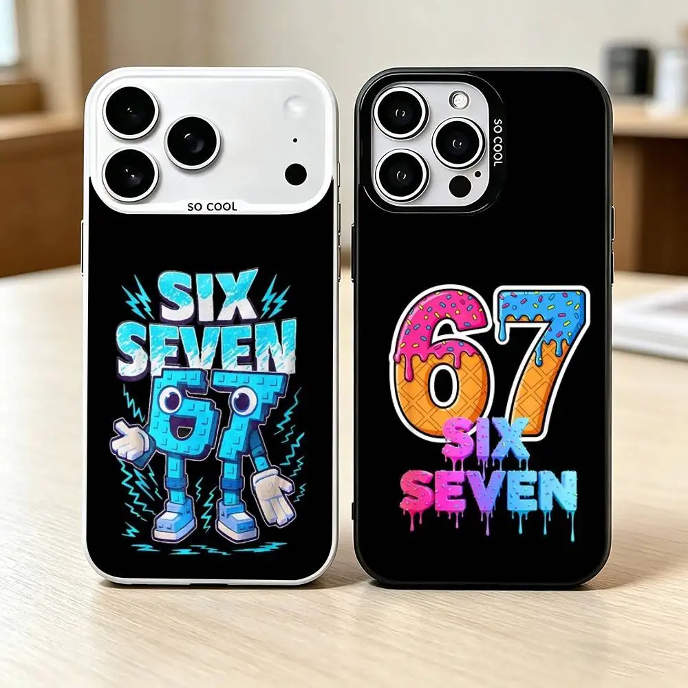 

6 7 S-SIX S-SEVEN Phone Case For iPhone 17,16,15,14,13,12,11 Plus,Pro Max,XS,Colorful Silver Phone case