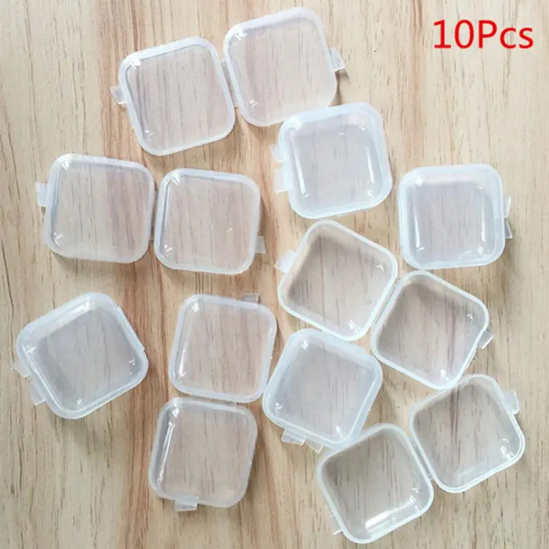 Small Boxes Square Transparent Plastic Box Jewelry Storage Case Finishing Container Packaging Storage Box for Earrings