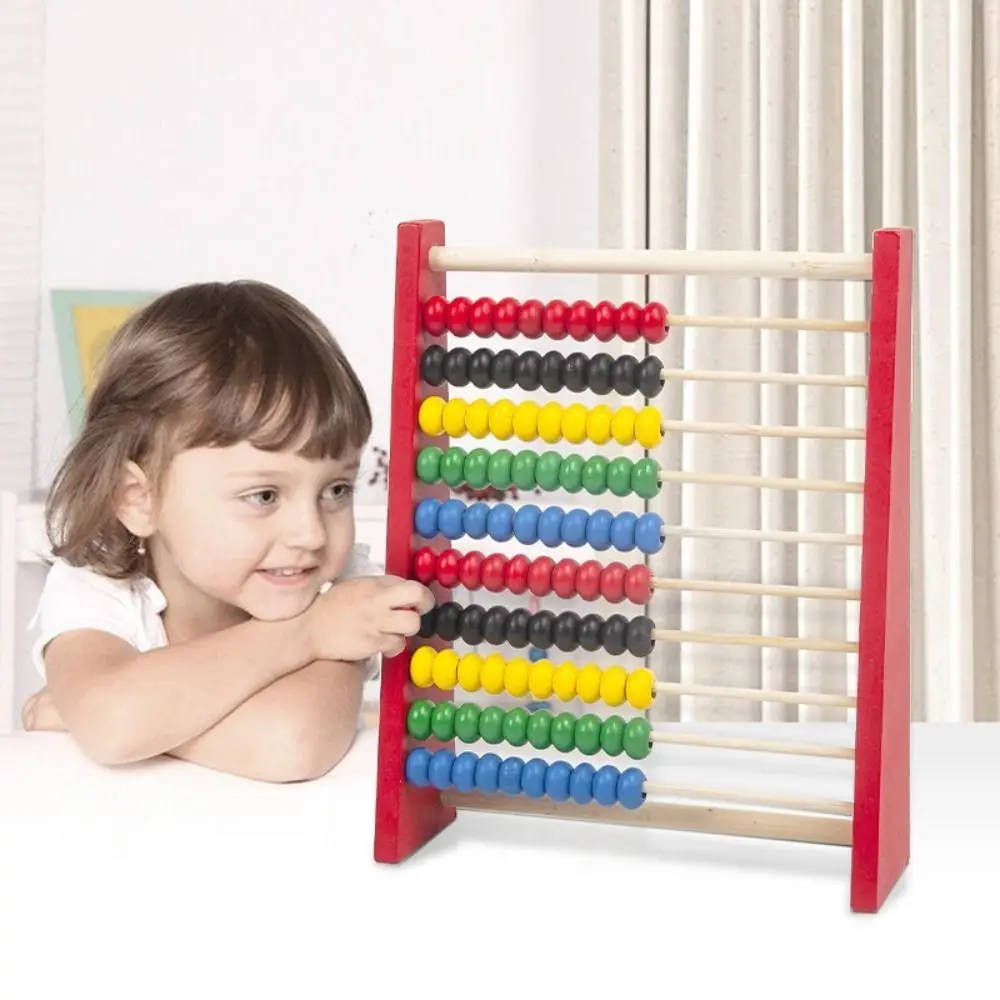 New Wooden Wooden Abacus Red Blue Yellow Educational Calculation Bead Intelligence Development Hobbies Counting Kid Toys